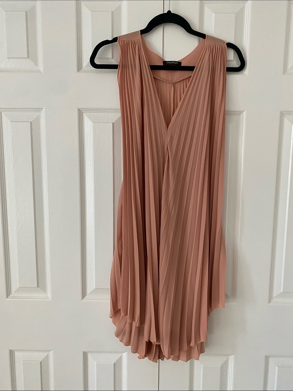 Chiffon Pleated Asymmetrical Dress in Dusty Rose